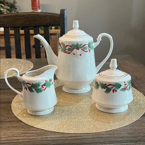 Sango Noel 1990 China Set with Holly Accents Signed and Numbered 8401